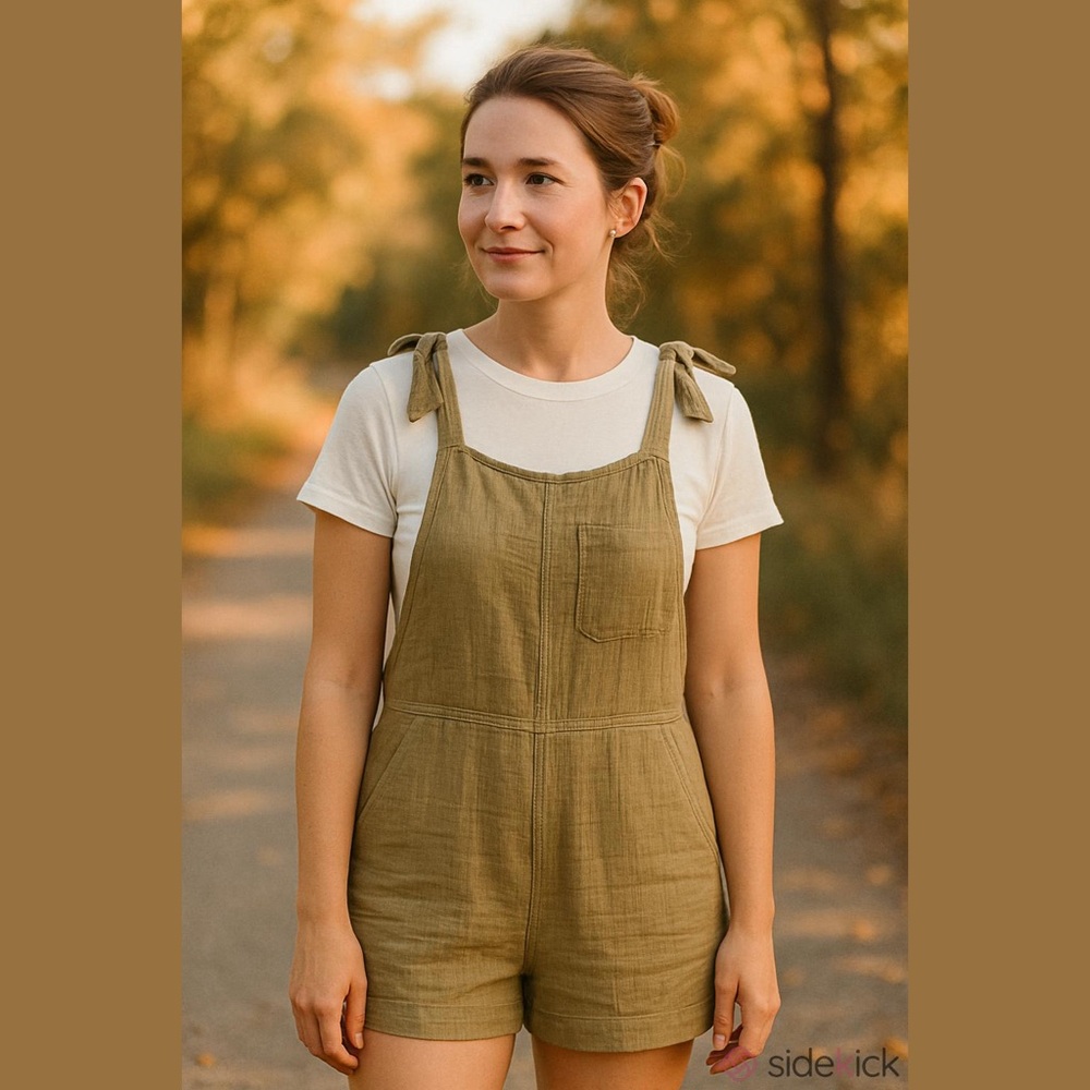 SO Olive Green Textured Shortalls Size Small